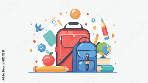 Back to School Design Vector Illustration on White Background for Education