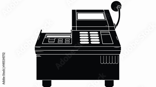 Sleek Black Cash Register Silhouette Vector Illustration