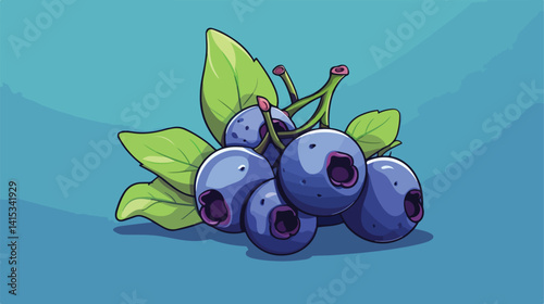 Blueberry Fruit Vector Illustration in One Line Sketch