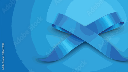 Colon Cancer Awareness Blue Ribbon on Color Background for Medical Concepts
