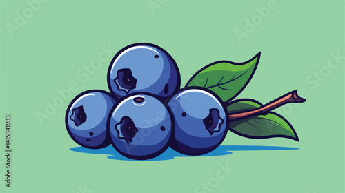 Blueberry Fruit Vector Illustration One Line Sketch