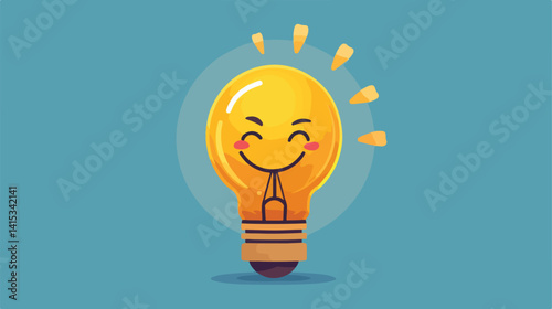 Happy Face Light Bulb with Filament Vector Illustration