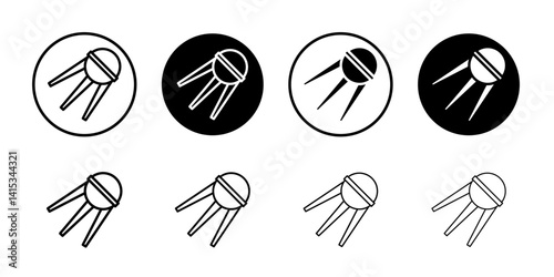 Satellite apparatus icon Black and white outline vector