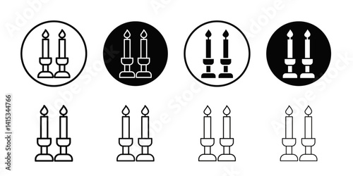 Shabbat candles icon Black and white outline vector