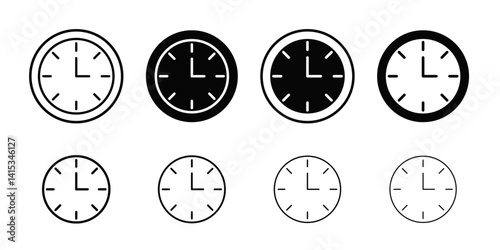 time clock watch icon Black and white outline vector
