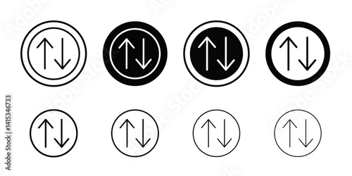 Up and down arrows icon Black and white outline vector