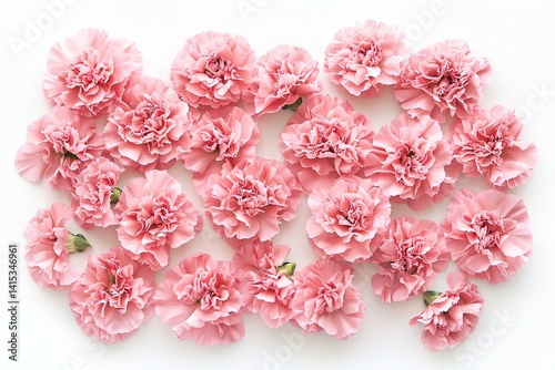 Wallpaper Mural Carnation Blossoms Cluster Soft Pink Flowers on White Surface, Floral Still Life, Beauty Torontodigital.ca
