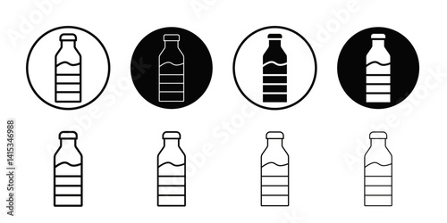 Water bottle icon Black and white outline vector