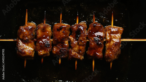 Grilled yakitori with tare sauce glaze