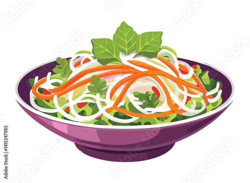salad with vegetables on a bowl - vector illustration