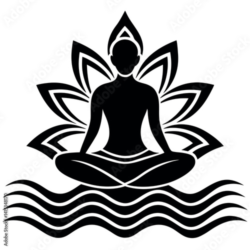     Yoga logo with lotus vector illustration.
