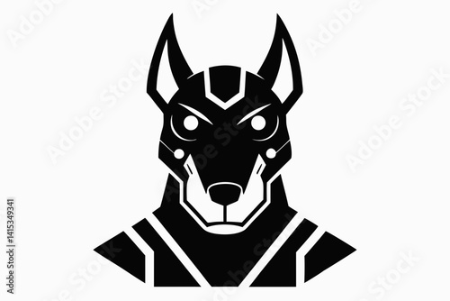 Futuristic Robotic Dog Head Silhouette Vector