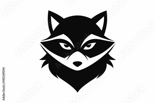 Masked Raccoon Head Ninja Style Silhouette Vector