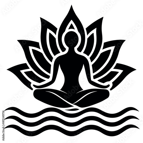     Yoga logo with lotus vector illustration.
