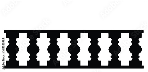 balustrade silhouette vector illustration, repeating balustrade black icon