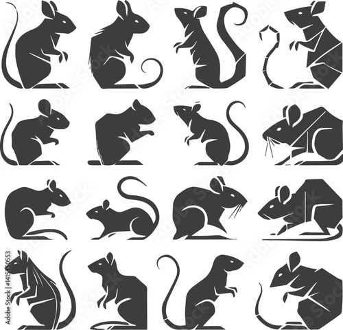Hamster silhouettes set