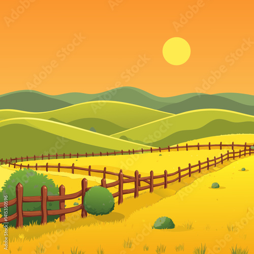 A Serene Countryside Vista at Sunset