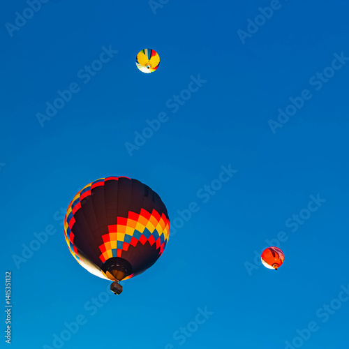 Obraz na płótnie Alpine winter view with hot air balloons at Gosau, Abtenau, Salzkammergut, Salzburg, Austria w salonie