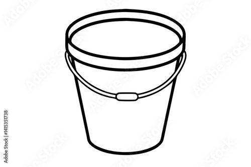 Paint Bucket Line Art Vector Illustration With White
