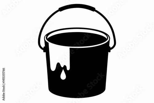 Paint Bucket Silhouette Vector Illustration Black