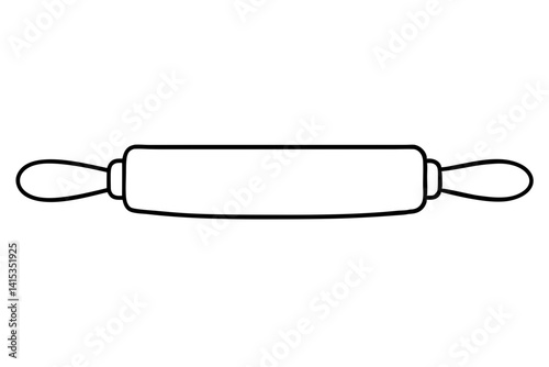 Rolling Pin With Handles Line Art Vector Illustration