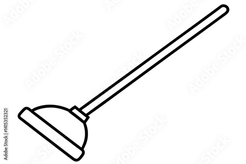 Toilet Plunger Line Art Vector Illustration With White