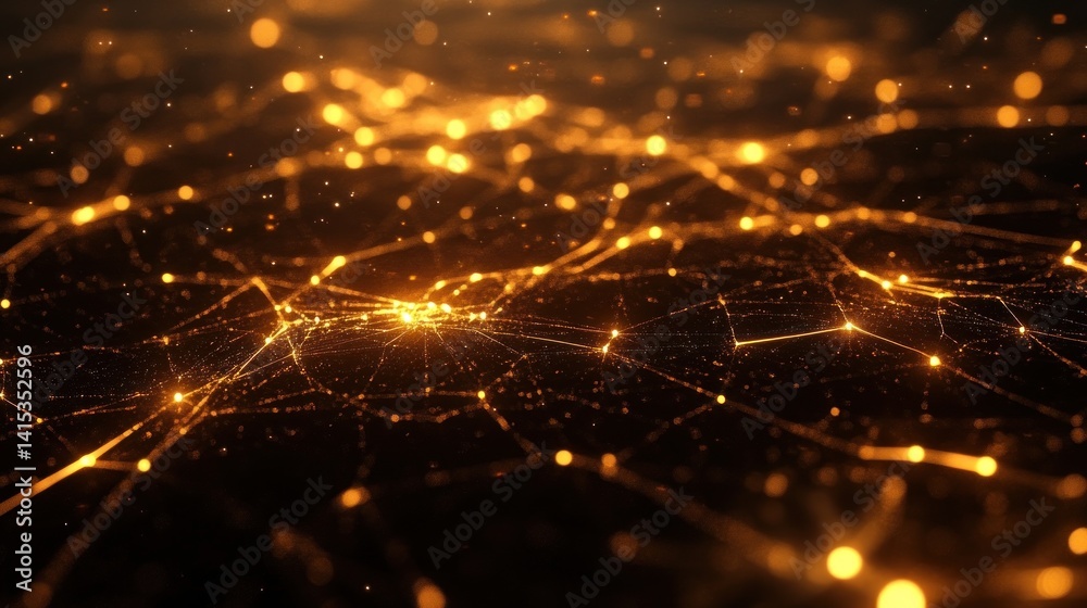 Obraz premium Abstract glowing network of interconnected nodes