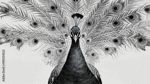 Vibrant plumage flow peacock isolated watercolor vector illustration svg 