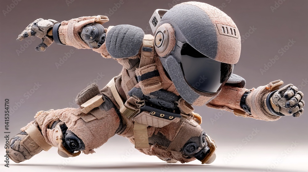 Futuristic Soldier Toy in Action Pose with Detailed Features