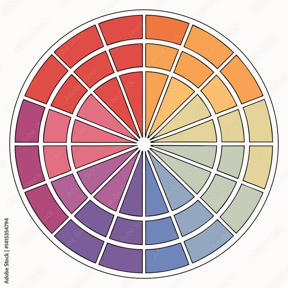 Obraz premium Harmonious Color Wheel Showing Various Shades,Tones And Tints Of Color Variations