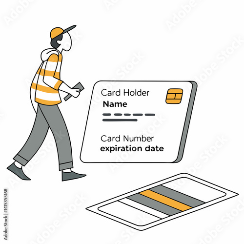 Man With Credit Card Illustration Shopping With Banking Solution Template