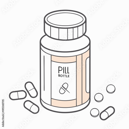 Pill Bottle Vector Illustration For Medical Healthcare And Pharmaceutical Concepts