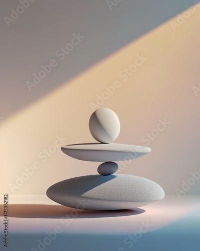 Conceptual abstract minimalist composition of stones balanced
