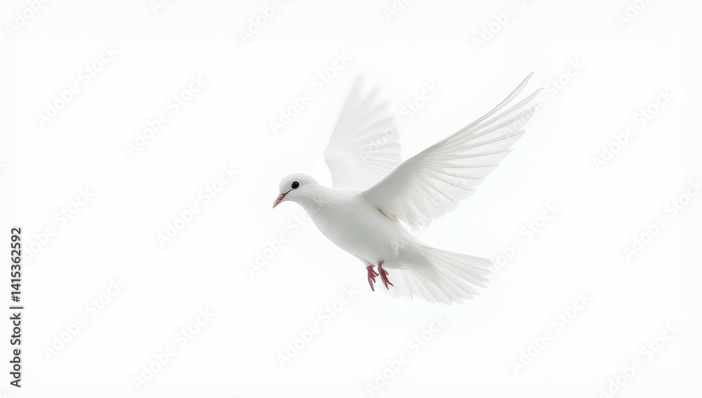 White Dove in Flight, Symbol of Peace and Hope