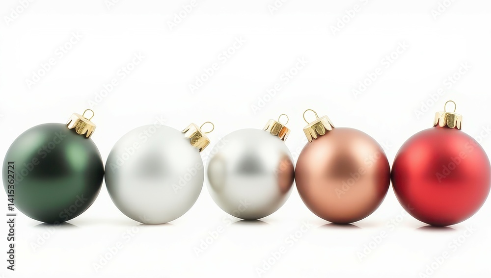 Elegant Christmas Ornaments in a Row