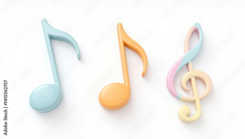 Pastel Music Notes and Treble Clef