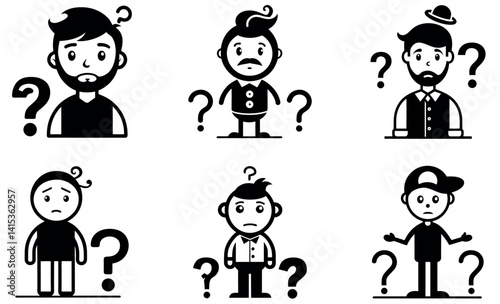 Diverse People with Question Marks, Expressing Confusion