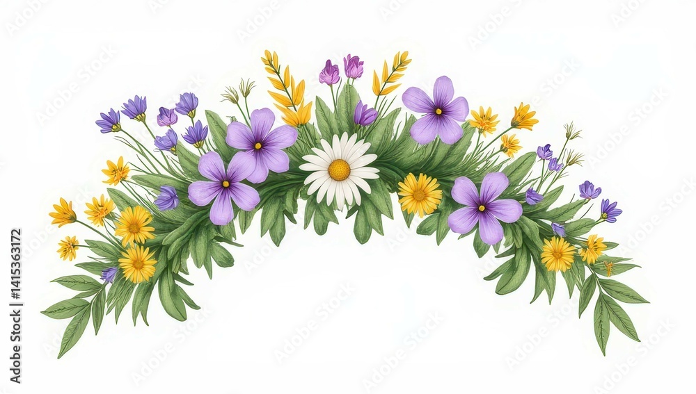 Floral Arrangement: Purple, Yellow, and White Flowers