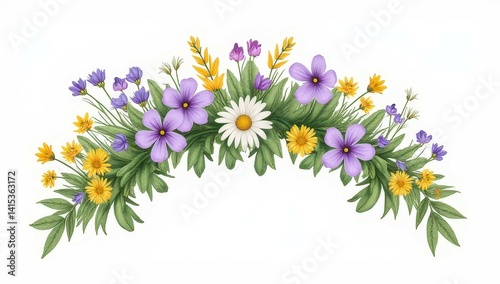Obraz na płótnie Floral Arrangement: Purple, Yellow, and White Flowers w salonie