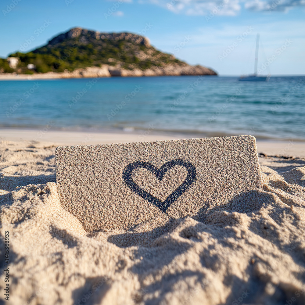 Heart Drawn on a Sandy Beach