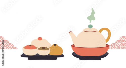 Obraz na płótnie Food offerings in flat pastel minimalist vector style w salonie