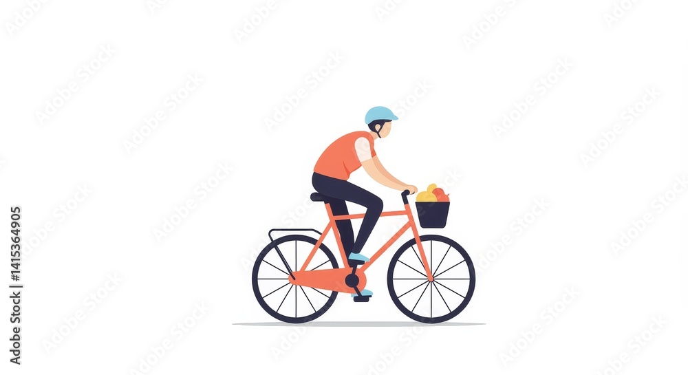 Fototapeta premium Flat vector of bicycle ride on calm pastel day