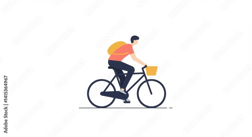 Fototapeta premium Flat design of relaxed bicycle ride under blue sky