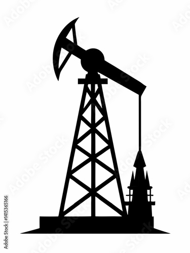 Oil Drill silhouette vector black on white background