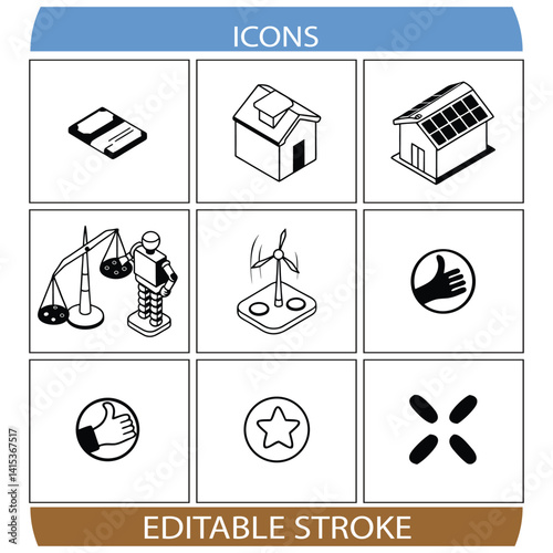 Real Estate and Auto Icon Set design