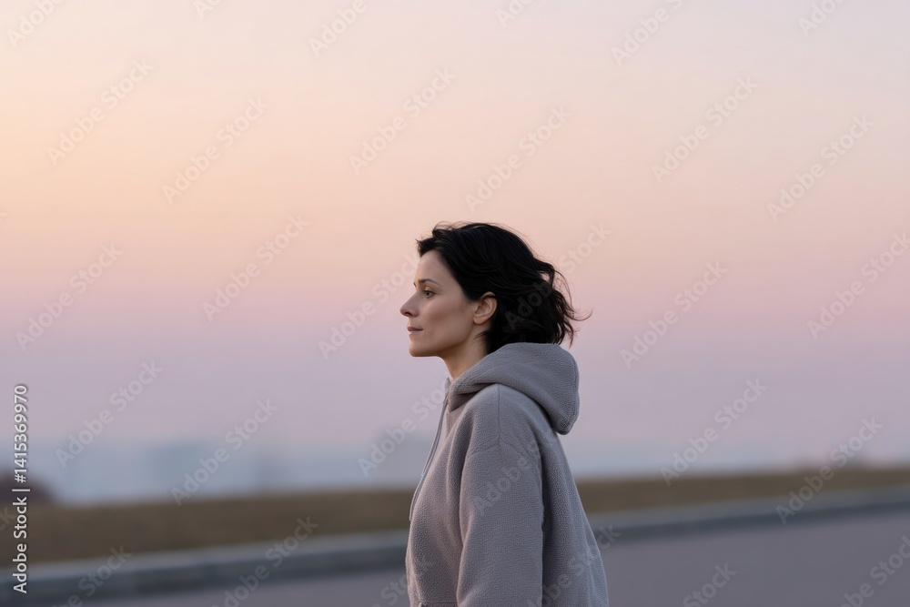 portrait of middle eastern single mom jogging with stroller at sunrise face focused and calm portrait of middle eastern single mom jogging with stroller at sunrise face focused and calm