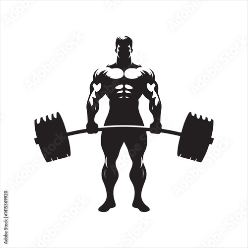 weightlifting bodybuilder vector silhouette clip art illustration
