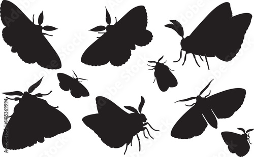 Apple Moth Silhouette – Minimal Vector Illustration on White Background