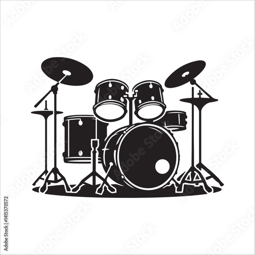 Silhouette of a Drum Set in Performance