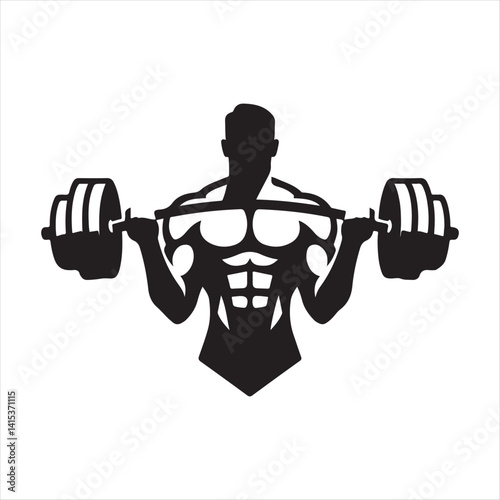 weightlifting bodybuilder vector silhouette clip art illustration